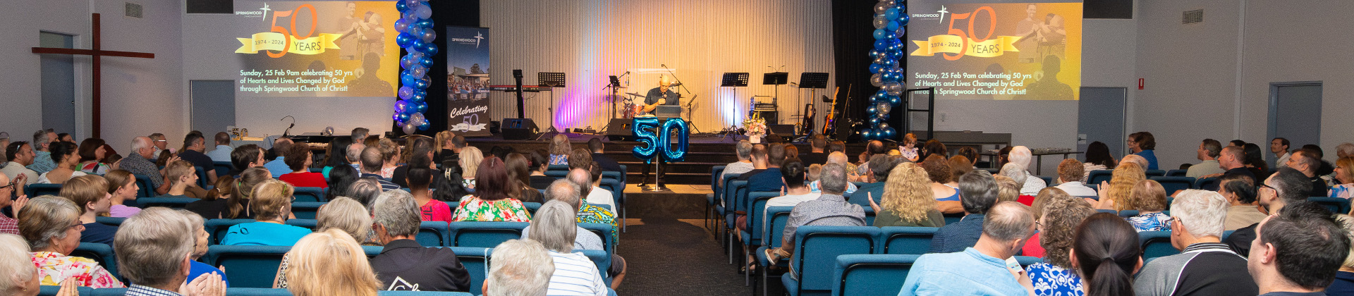 Sunday gathering in the Springwood Church of Christ auditorium